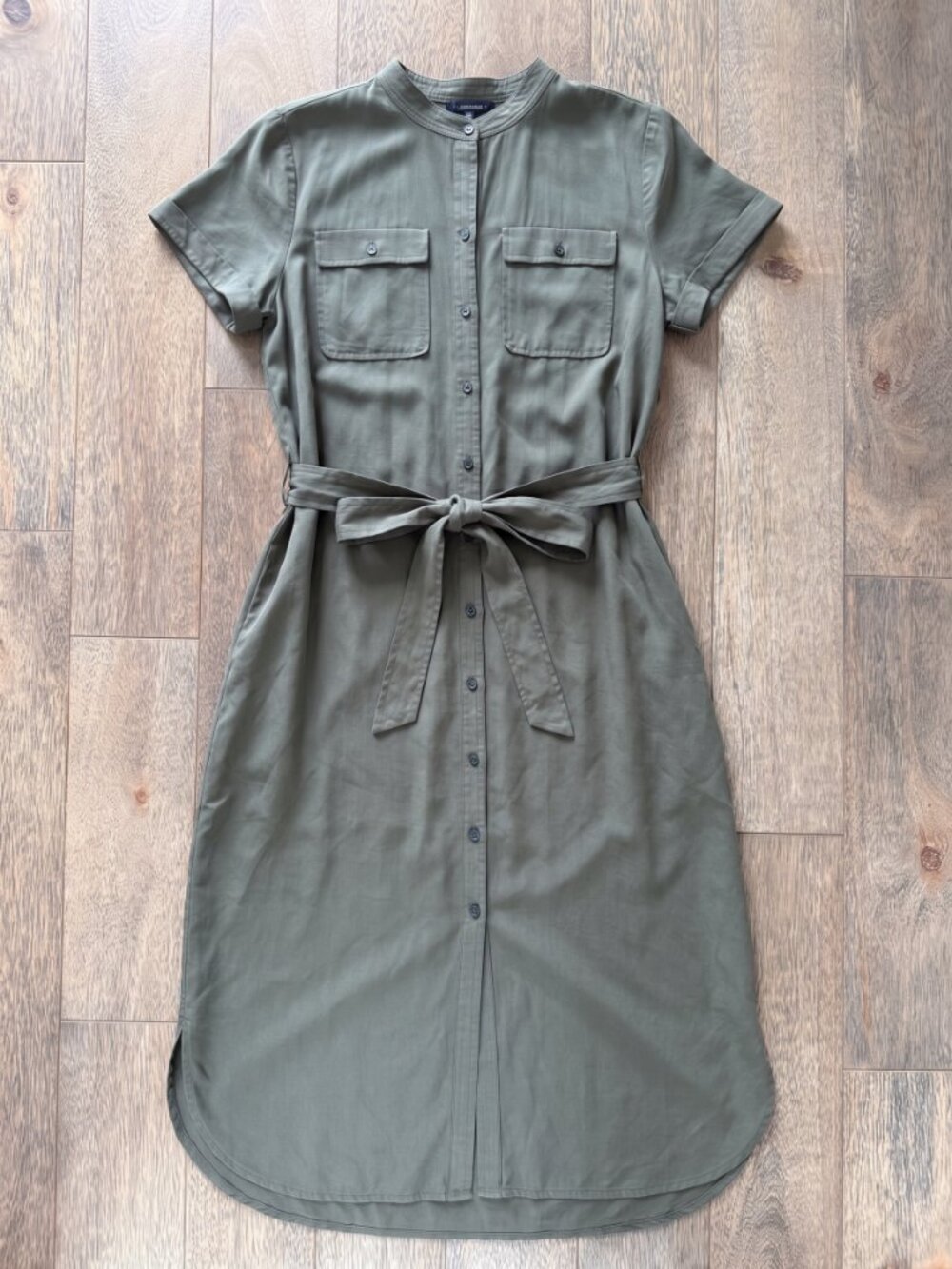 Belted Drapey Utility Shirtdress Olive Green Size 0